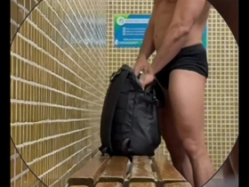 A security officer was found to be taking a bath in the club’s changing room.