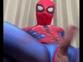 Japanese Spider-Man has a big dick and he masturbates.