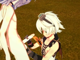 Straight up anime sex with Genshin Impact characters Bennett and Razor.