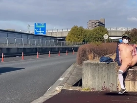 Mayu-chan, a female crossdresser, likes to stroll along the National Route and get some exposure in public.