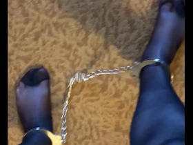 Gay pantyhose and leg iron fetish
