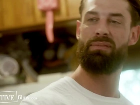 Straight husband caught in gay affair by his wife in a passionate scene.