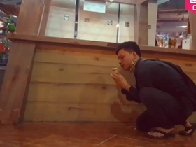 Sultry Hansel Thio in solo action at the mall: the sweet treat of self-pleasure.