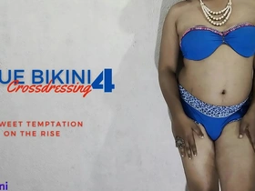 Indian shemale in blue bikini, crossdressing beauty.