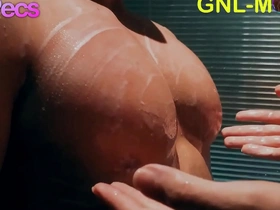 Steamy shower scene with hot Asian hunk and nipple worship