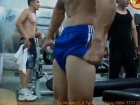 Asian hunk shows off his muscles and flexes for the camera.