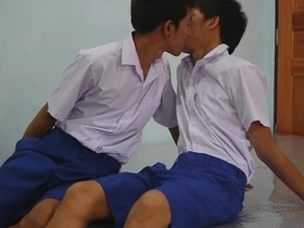 Young Asian boy gets into some sexual adventure at school.