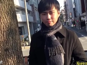 Japanese twink masturbates and cums in a bath in a POV video