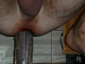 Solo gay man enjoys deep anal penetration with a dildo
