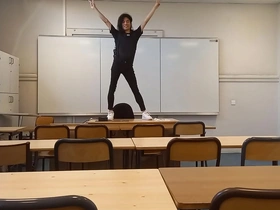 Jon Arteen, the twink student performs a sexy dance in the classroom and then gives a striptease on the teacher’s desk.