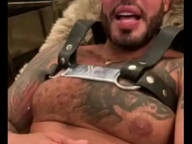 Viktor Rom, gay porn star, enjoys solo masturbation and dirty talk after party.