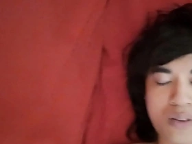 A young and straight twink showing off his body and stroking his cock in an amateur gay video.