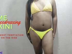 Young Indian transgender in lime bikini, first time anal scene.