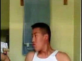 Solo boy shows off his penis on webcam