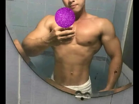 Hot gay scene with cum and Asian Ha Kun, physical coach.