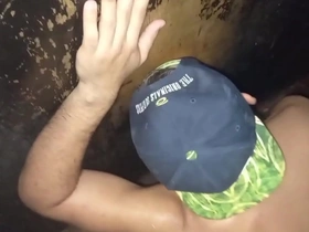 Gay orgy with glory hole action and no cover