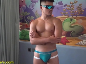 Dunbar Xus first ever muscle worship scene with nipple play and edging.