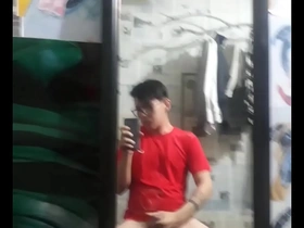 Solo Asian gay soccer hunk shows off his skills