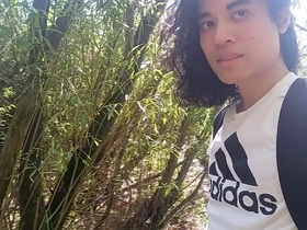 Jon Arteen flaunts his smooth cock, urinates outdoors, and kicks mud on his white sneakers.