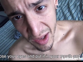 Straight Latino guy tries out gay sex for the first time with a paid stranger in this POV video.